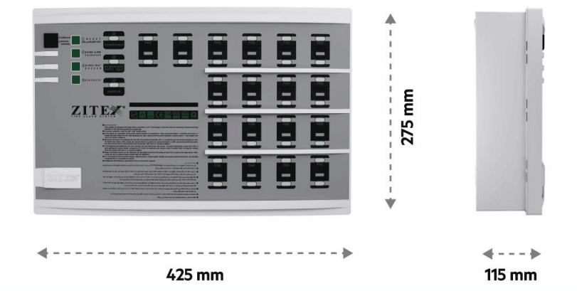 پنل ۱۲ زون زیتکس zx 1800-12 پوستر داخلی ابعاد